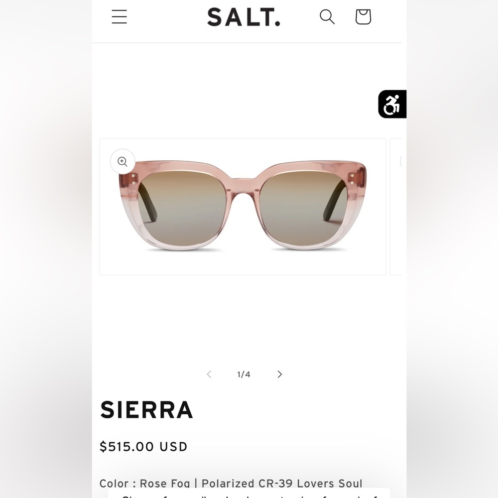 SALT. Serra Pink Gradient Sunglasses Oversized Design